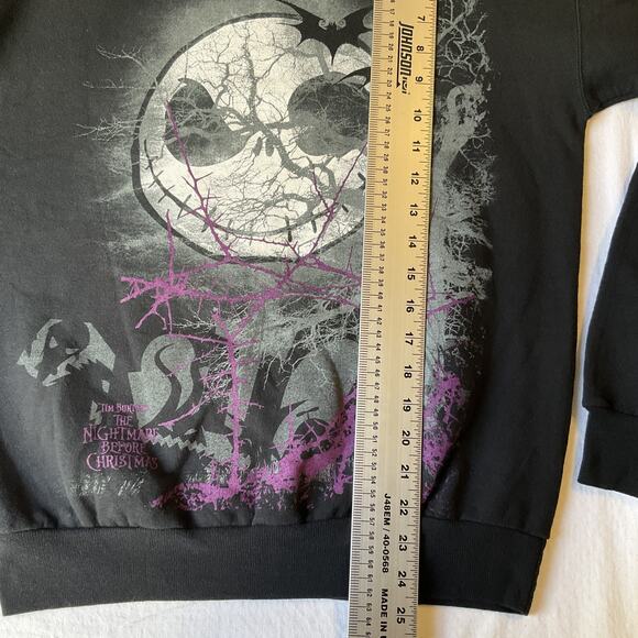 Hanes Men Sweatshirt S Black Graphic Print Fleece Nightmare Before Christmas - Picture 6 of 9